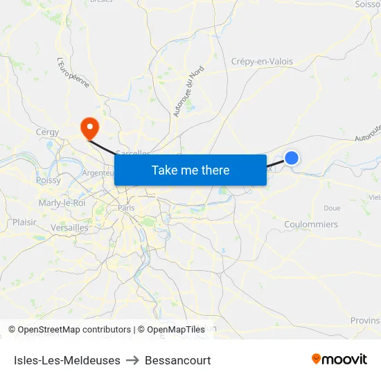 Isles-Les-Meldeuses to Bessancourt map