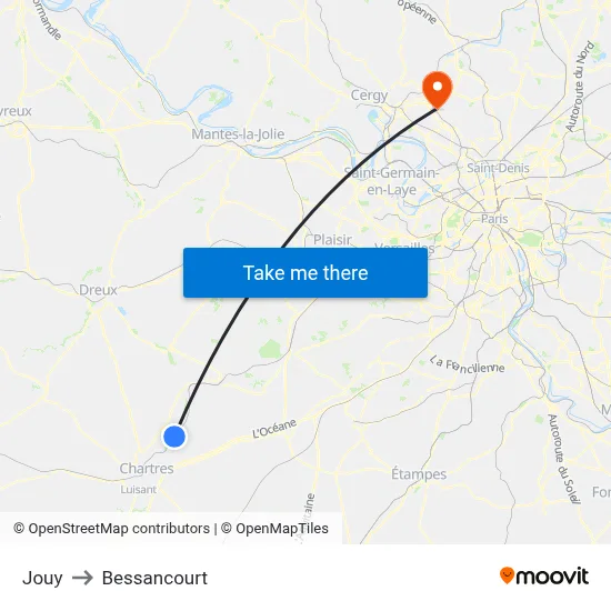 Jouy to Bessancourt map
