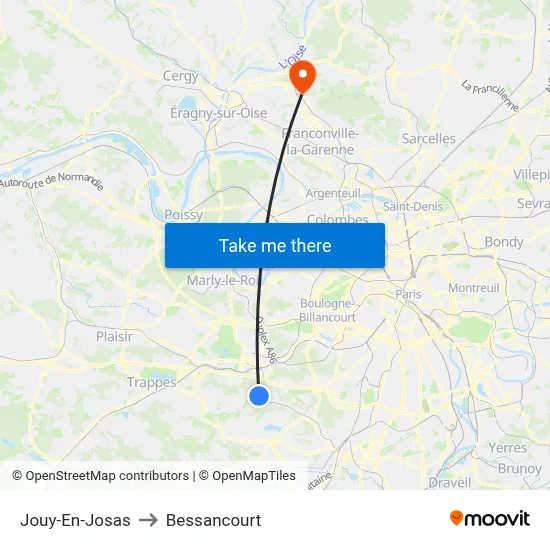 Jouy-En-Josas to Bessancourt map