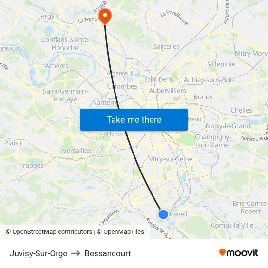 Juvisy-Sur-Orge to Bessancourt map
