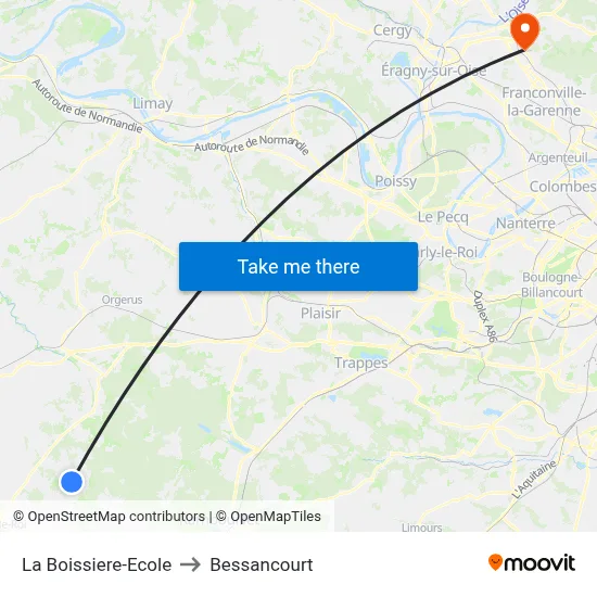 La Boissiere-Ecole to Bessancourt map