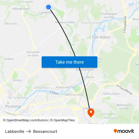 Labbeville to Bessancourt map