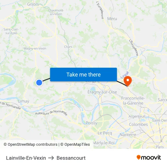 Lainville-En-Vexin to Bessancourt map