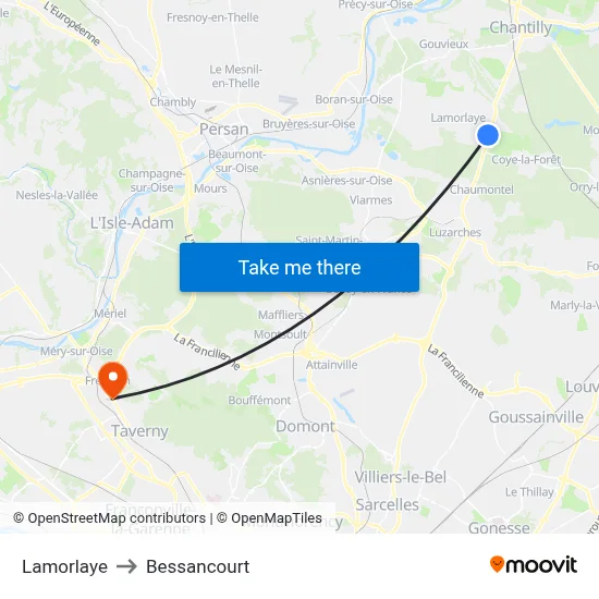 Lamorlaye to Bessancourt map