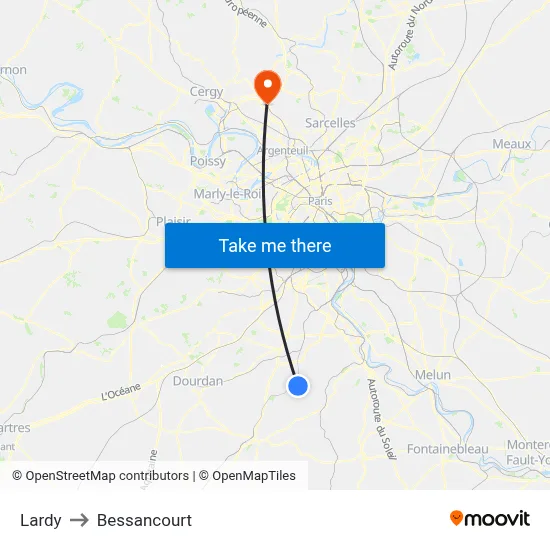Lardy to Bessancourt map