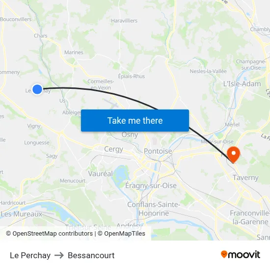 Le Perchay to Bessancourt map