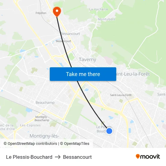 Le Plessis-Bouchard to Bessancourt map