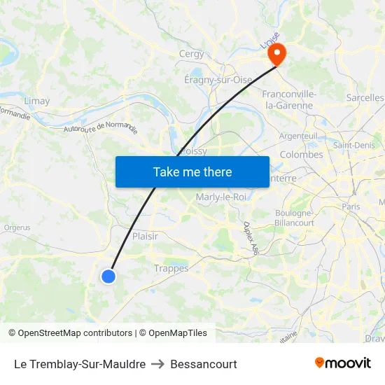 Le Tremblay-Sur-Mauldre to Bessancourt map
