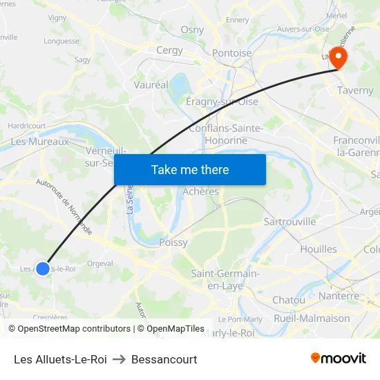 Les Alluets-Le-Roi to Bessancourt map
