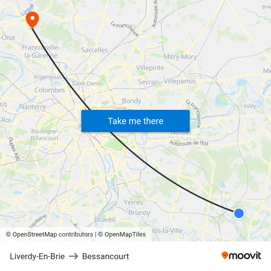 Liverdy-En-Brie to Bessancourt map