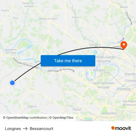 Longnes to Bessancourt map