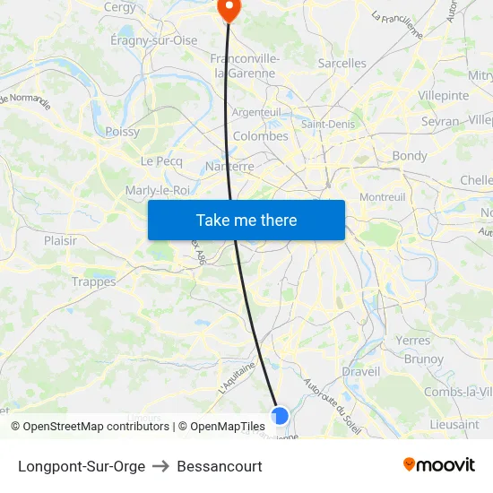 Longpont-Sur-Orge to Bessancourt map