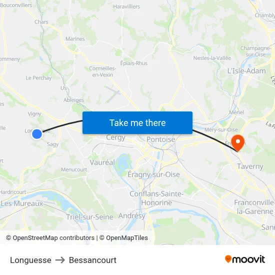 Longuesse to Bessancourt map