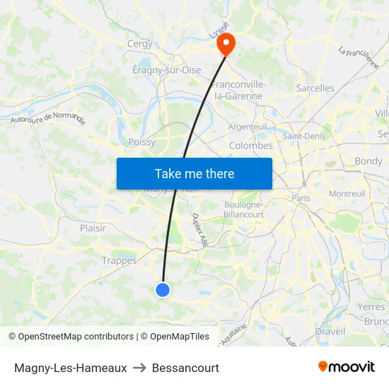 Magny-Les-Hameaux to Bessancourt map