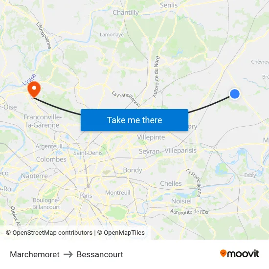 Marchemoret to Bessancourt map