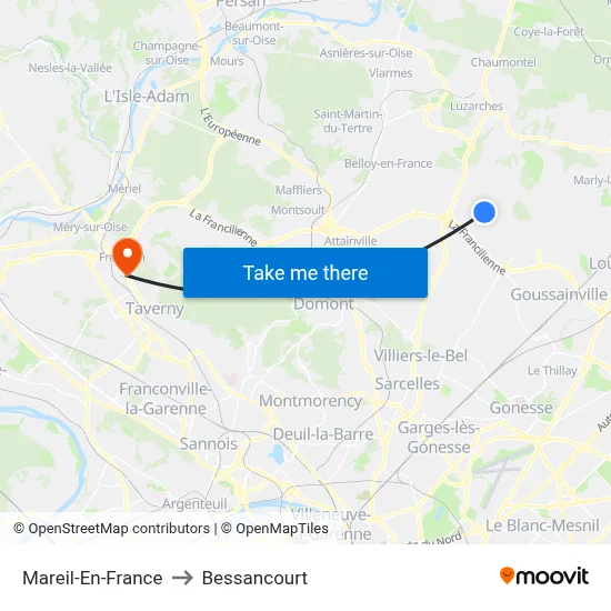 Mareil-En-France to Bessancourt map