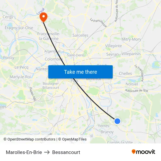 Marolles-En-Brie to Bessancourt map