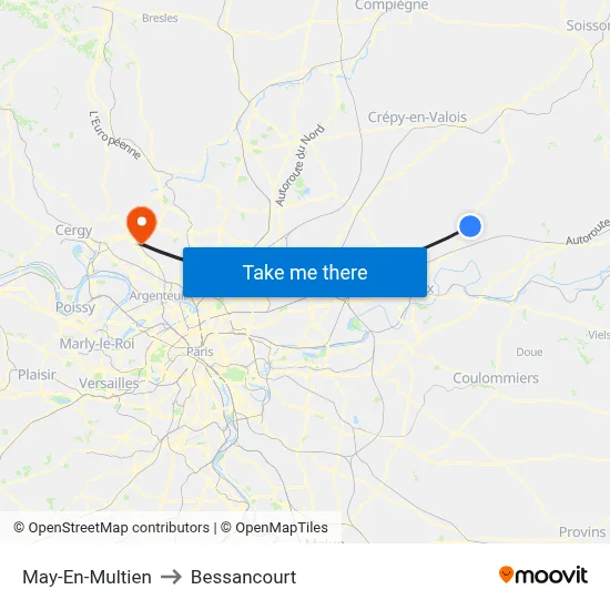 May-En-Multien to Bessancourt map
