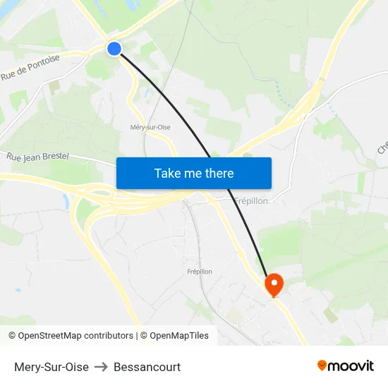 Mery-Sur-Oise to Bessancourt map