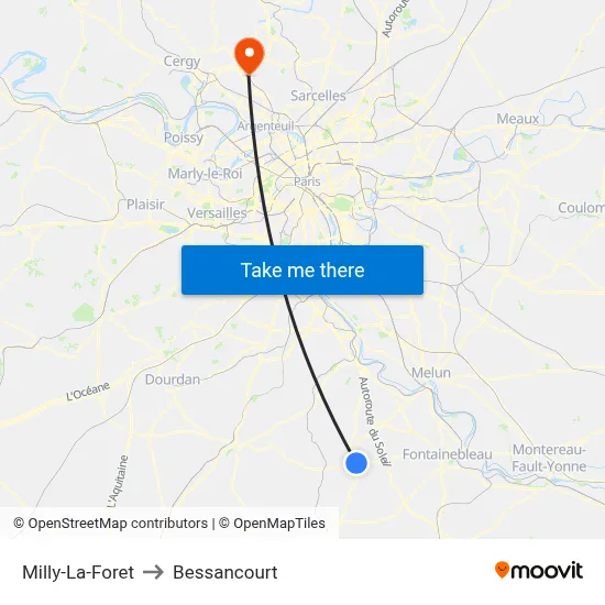 Milly-La-Foret to Bessancourt map