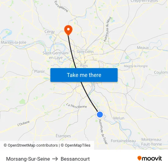 Morsang-Sur-Seine to Bessancourt map