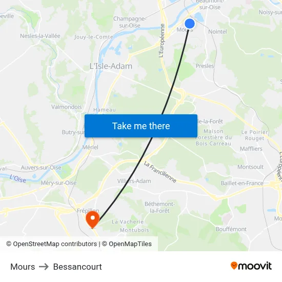 Mours to Bessancourt map