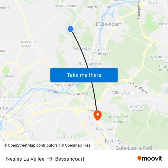 Nesles-La-Vallee to Bessancourt map