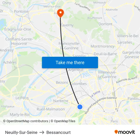 Neuilly-Sur-Seine to Bessancourt map