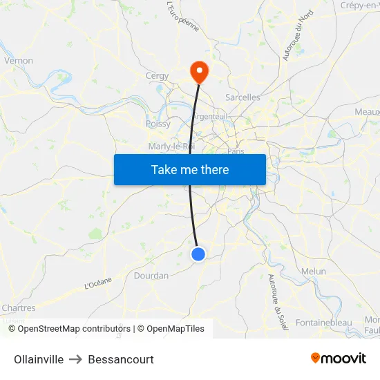 Ollainville to Bessancourt map