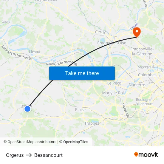 Orgerus to Bessancourt map