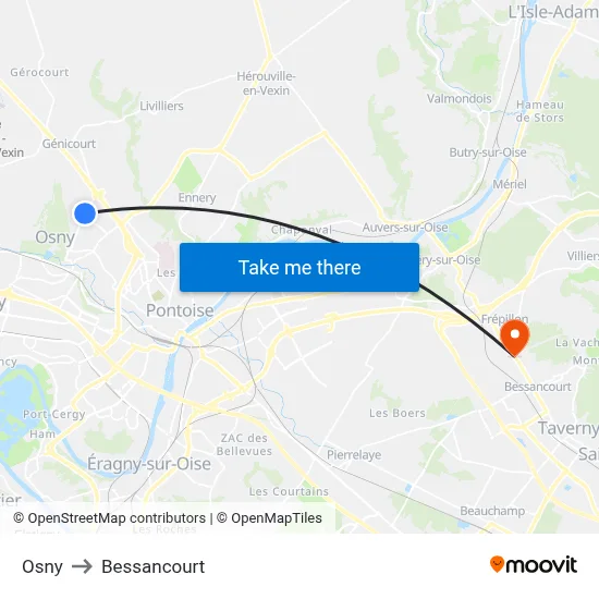 Osny to Bessancourt map