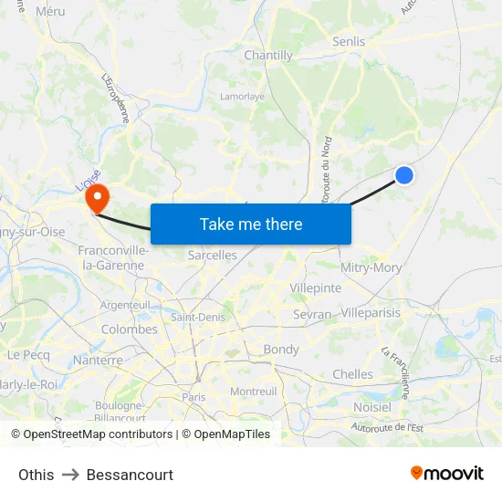 Othis to Bessancourt map