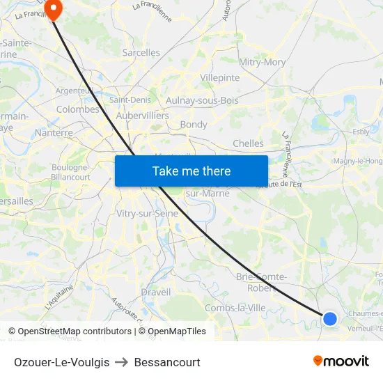 Ozouer-Le-Voulgis to Bessancourt map