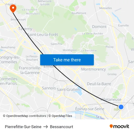 Pierrefitte-Sur-Seine to Bessancourt map