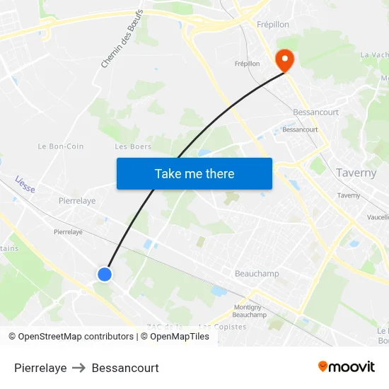 Pierrelaye to Bessancourt map
