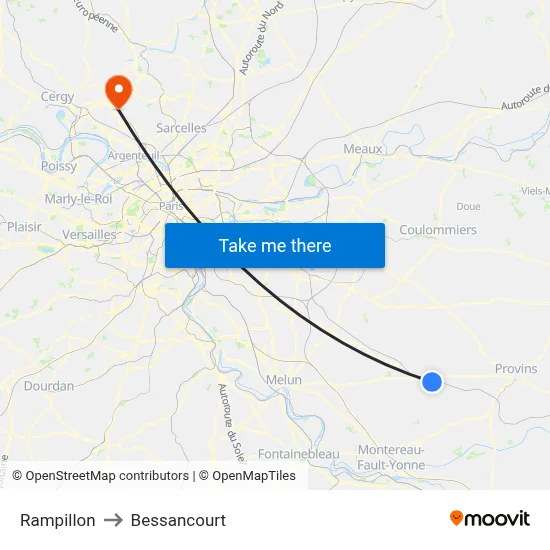 Rampillon to Bessancourt map