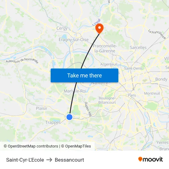 Saint-Cyr-L'Ecole to Bessancourt map