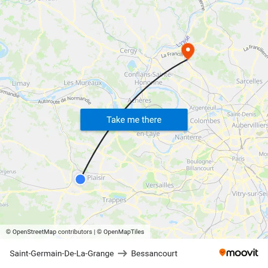 Saint-Germain-De-La-Grange to Bessancourt map