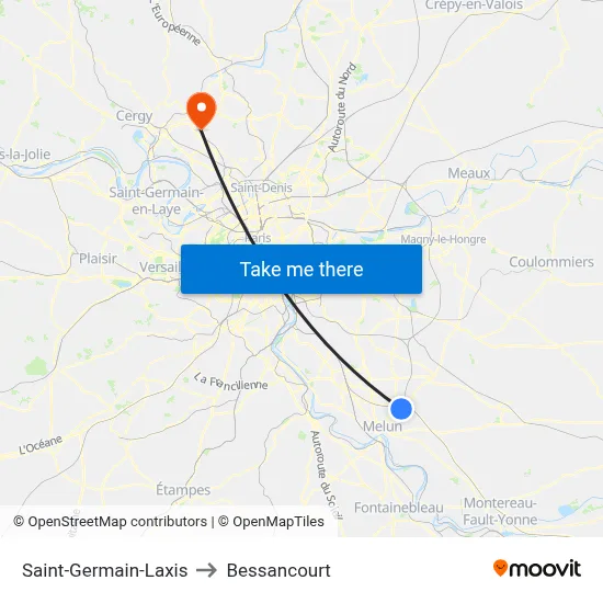 Saint-Germain-Laxis to Bessancourt map