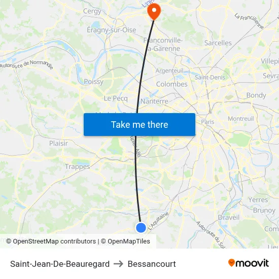 Saint-Jean-De-Beauregard to Bessancourt map