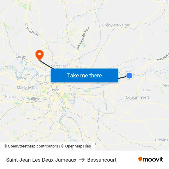 Saint-Jean-Les-Deux-Jumeaux to Bessancourt map