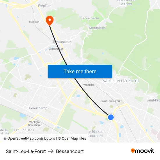 Saint-Leu-La-Foret to Bessancourt map
