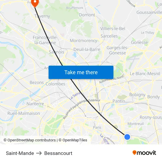 Saint-Mande to Bessancourt map