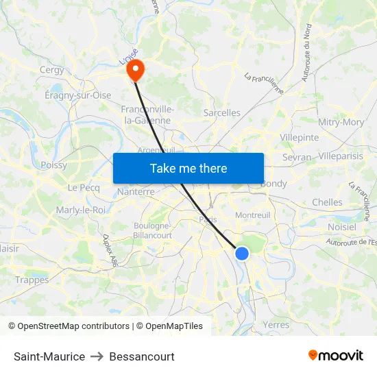 Saint-Maurice to Bessancourt map