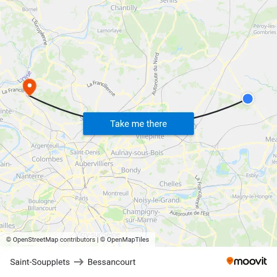 Saint-Soupplets to Bessancourt map