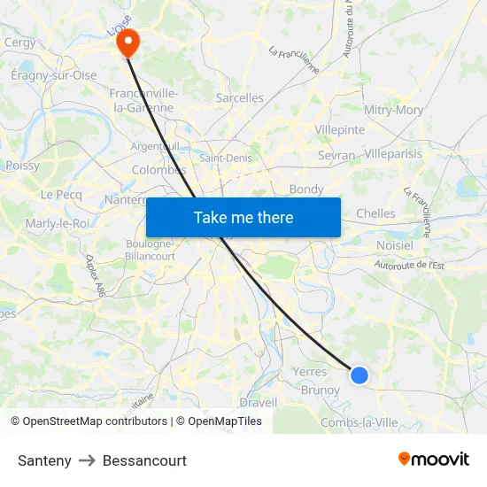 Santeny to Bessancourt map