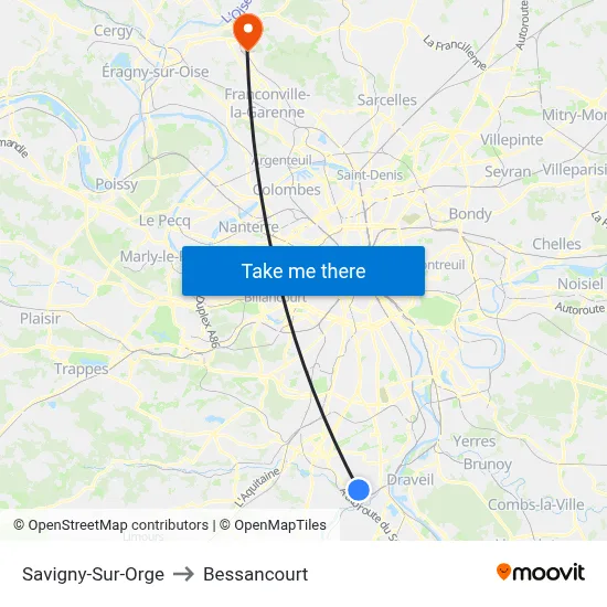 Savigny-Sur-Orge to Bessancourt map