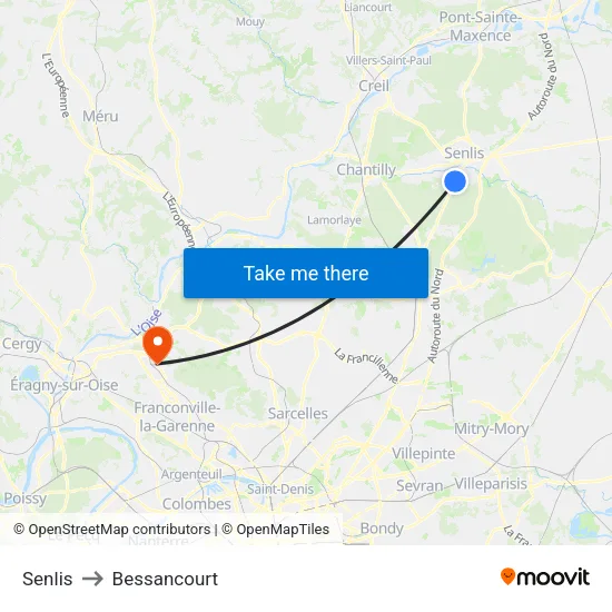 Senlis to Bessancourt map