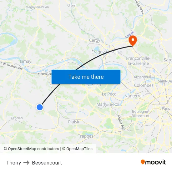 Thoiry to Bessancourt map