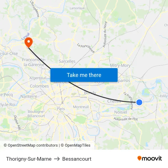 Thorigny-Sur-Marne to Bessancourt map